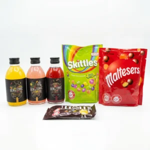 שלושה קוקטיילים אישיים בנפח 200 מ"ל כל אחד, עם ממתקים, מארז מעולה לטעימה.