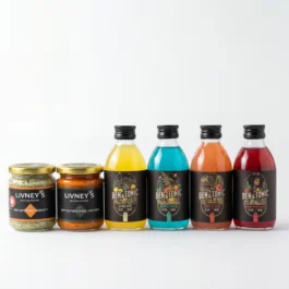 4 בקבוקי קוקטייל ו2 ממרחים של המותג livney’s