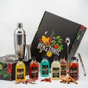 ערכת קוקטיילים מקצועית לברמן המתחיל כולל שייקר 5 קוקטיילים כפית עירבוב ומסננת